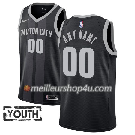 Maillot Basket Enfant Detroit Pistons Personnalisé 2018-19 Nike City Edition Noir Bleu Swingman